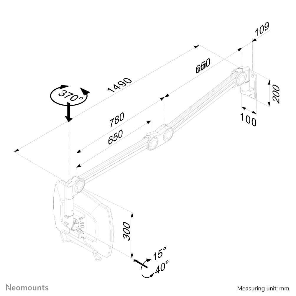 Neomounts FPMA-HAW200 Medical monitor arm wall 10-27" - h 0-149 cm - gas spring